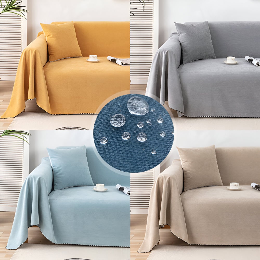 Sofa Throw Blanket Waterproof Water-Resistant Couch Cover with Scalloped Edge Machine Washable