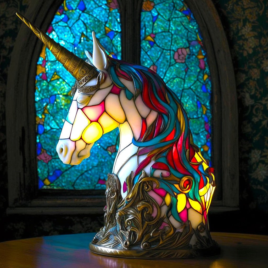 Animal Table Lamp Stained Glass Mosaic Decorative Tiffany Style Light