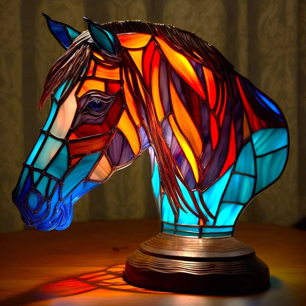Animal Table Lamp Stained Glass Mosaic Decorative Tiffany Style Light