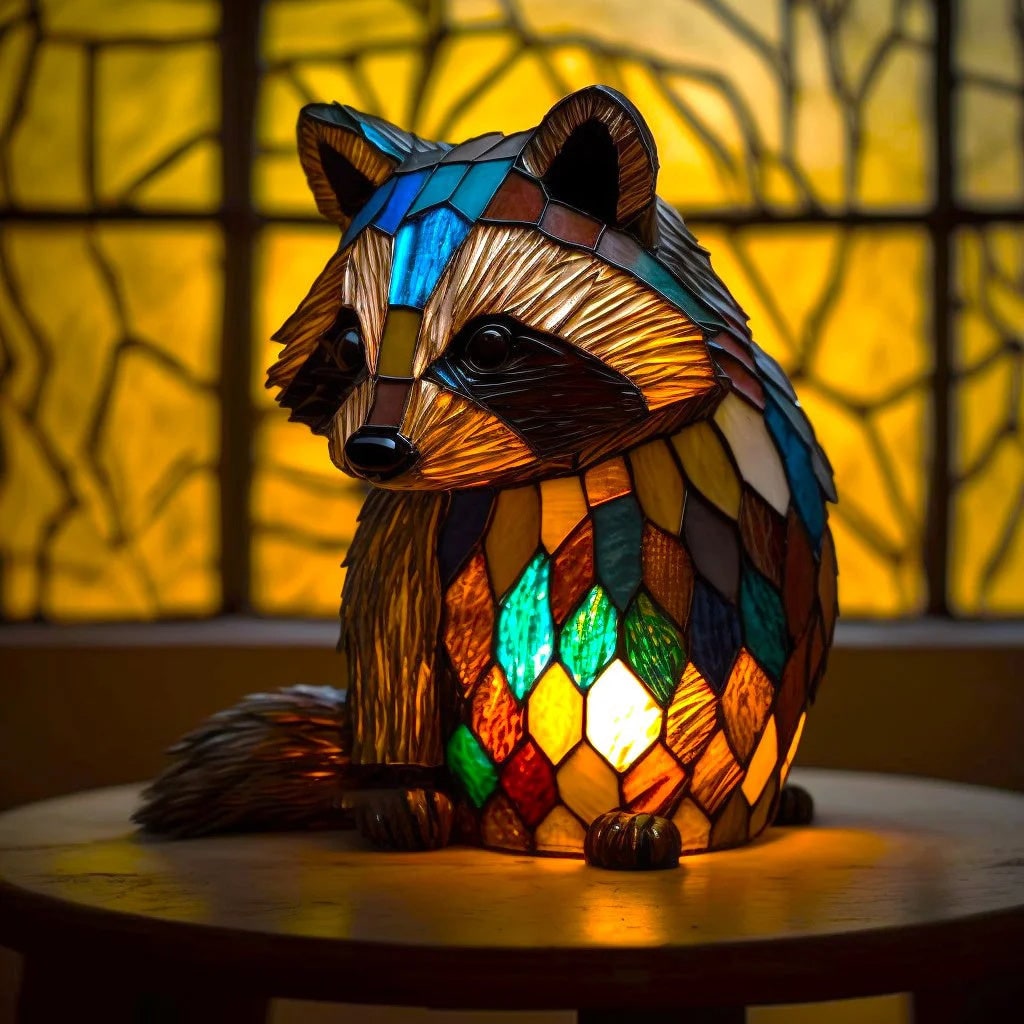 Animal Table Lamp Stained Glass Mosaic Decorative Tiffany Style Light