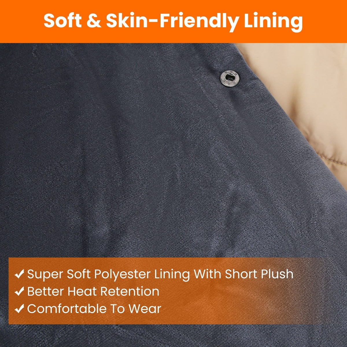 USB Wearable Heated Blanket with Zipper Armholes Dual Controls and 6 Heating Zones