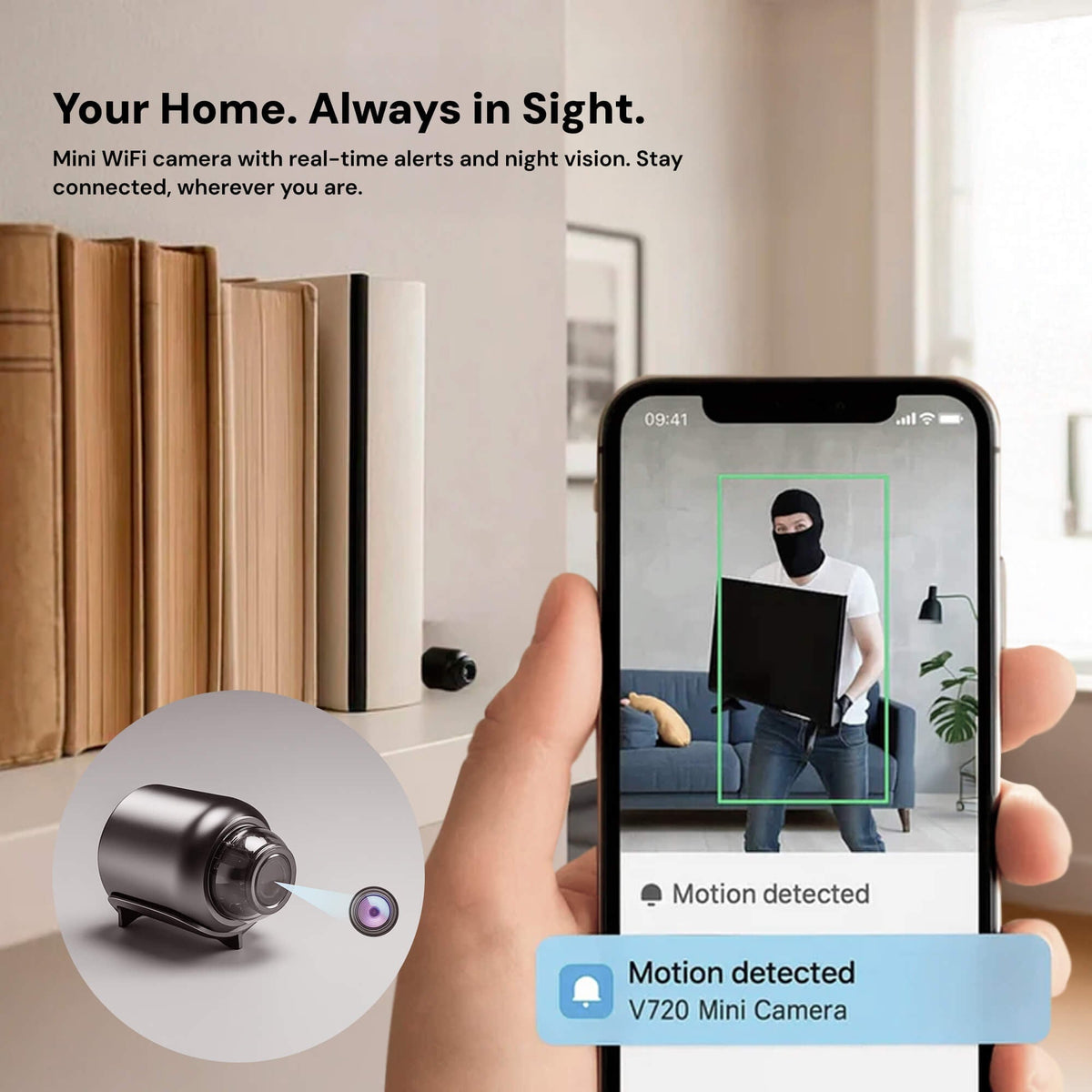 Wireless Mini Security Camera for House System with Night Vision and Hidden Compact Design